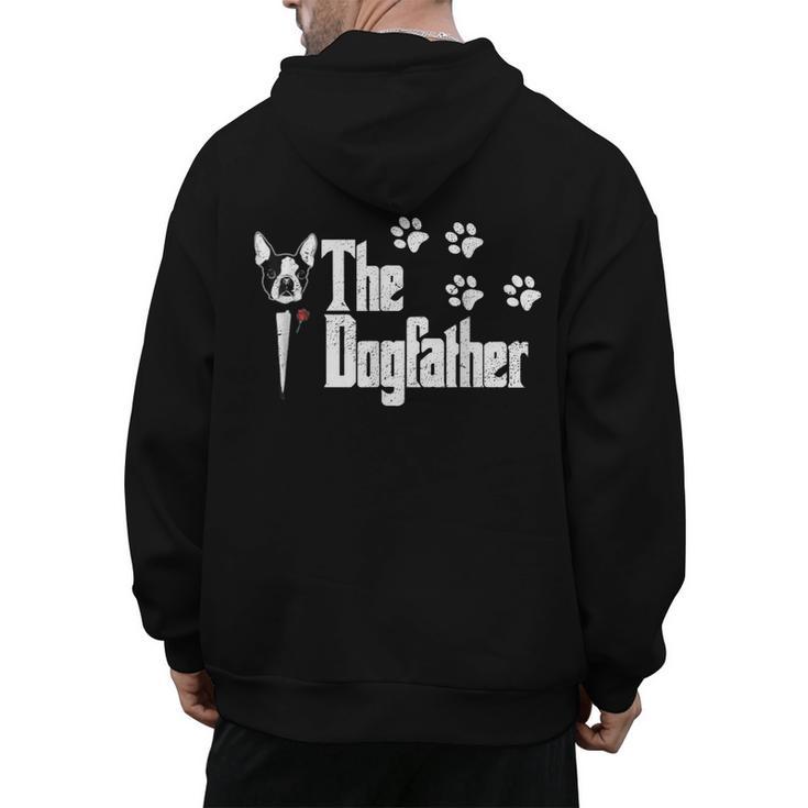 The Dogfather Boston Terrier Dog Dad Tshirt Idea Men's Hoodie Back Print
