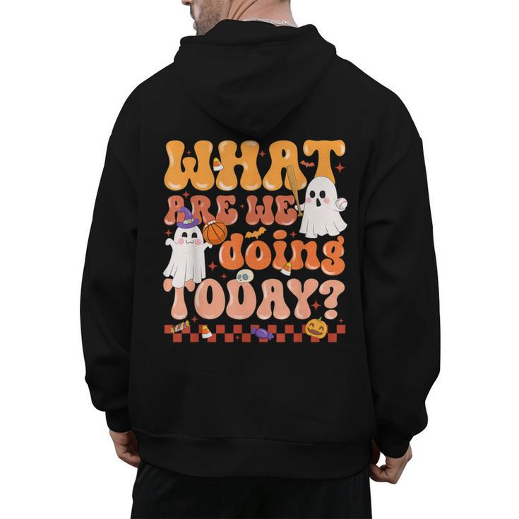 What Are We Doing Today Halloween PE Spooky Teacher Men's Hoodie Back Print