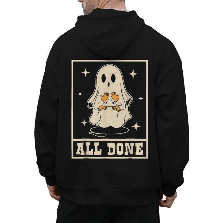 All Done Sign Language Ghost Speech Pathology Teacher Men's Hoodie Back Print