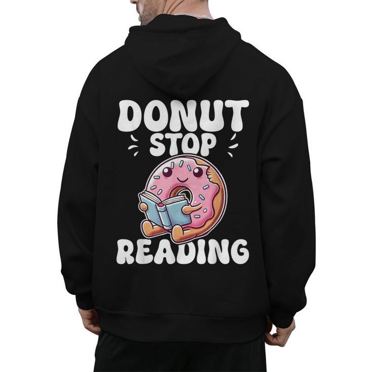 Donut Stop Reading Kawaii Teacher Preschool Kindergarten Men's Hoodie Back Print