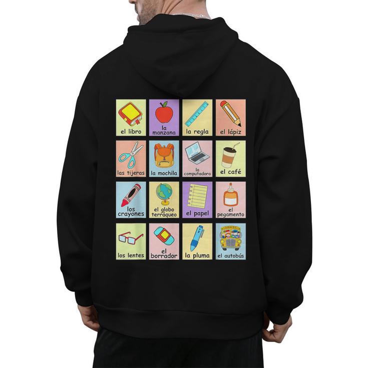 Dual Language Crew Bilingual Spanish Teacher Back To School For Men Women Men's Hoodie Back Print