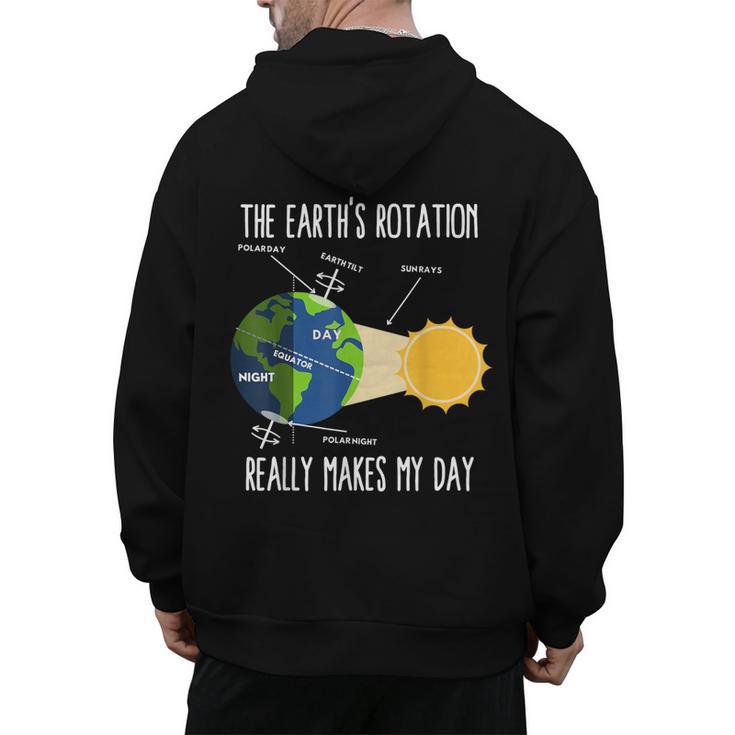 Earth Rotation Earth Day Science Teacher Kids Women Men's Hoodie Back Print