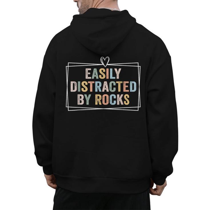 Easily Distracted By Rocks Geology Teacher Men's Hoodie Back Print