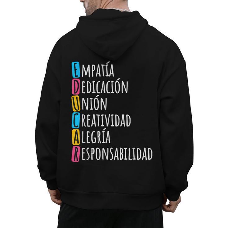 Educar Bilingual Spanish Teacher Men's Hoodie Back Print