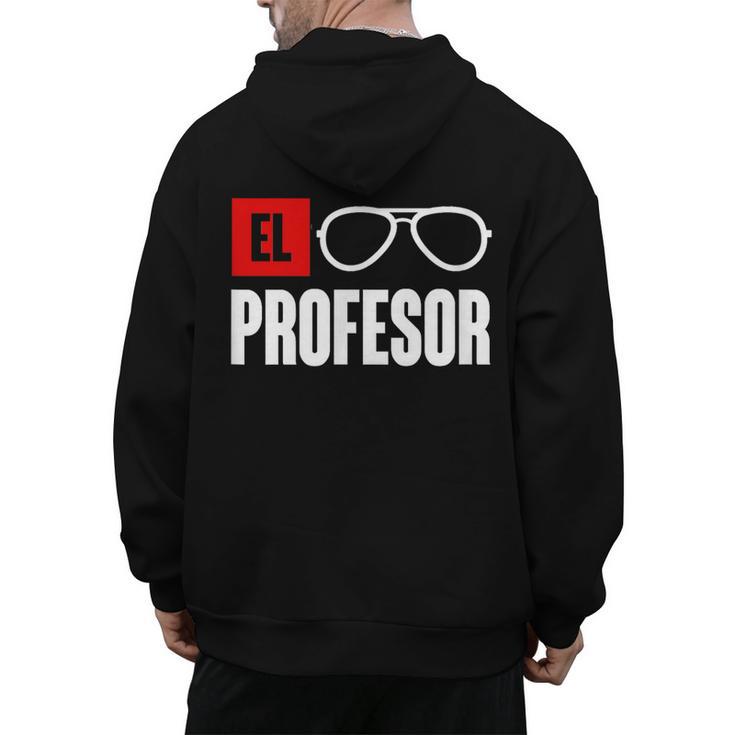 El Professor Money Costume Profesor Glasses Men Teacher Gift Men's Hoodie Back Print