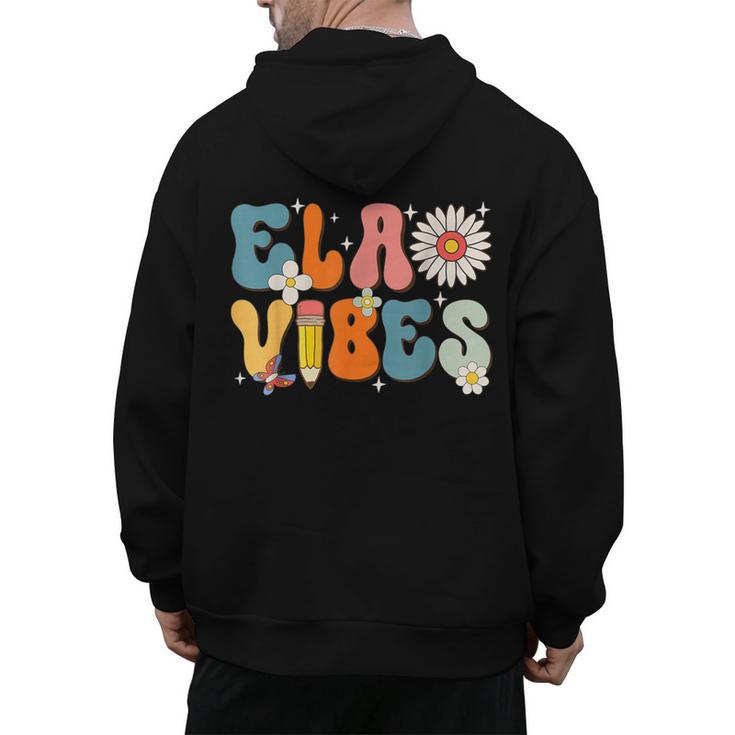 English Teacher Ela Vibes Teacher Kids First Day Of School Men's Hoodie Back Print