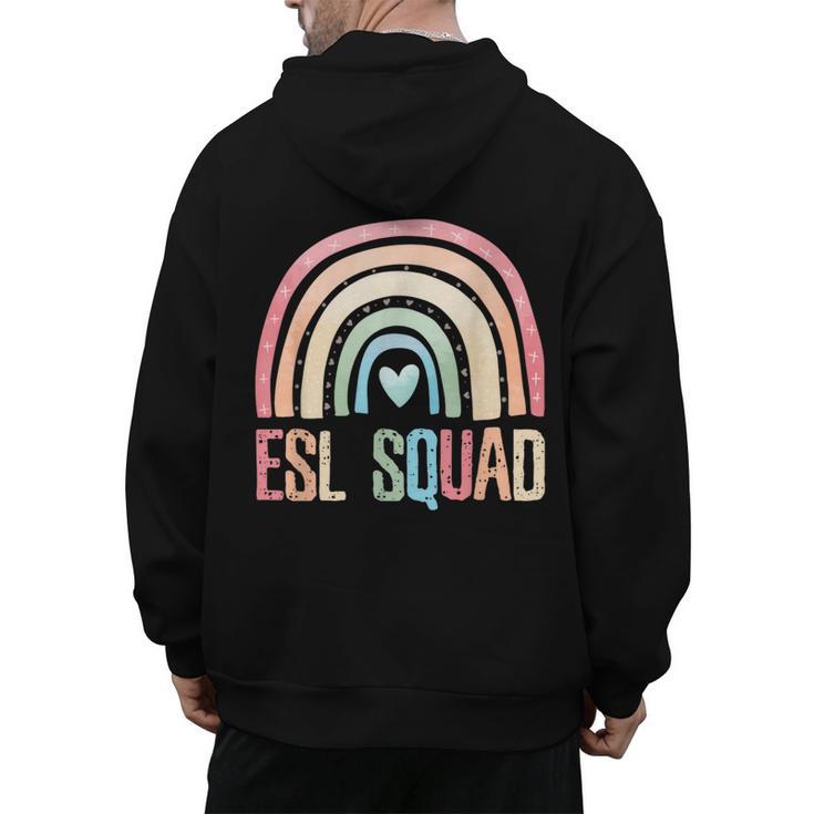 ESL Squad Teacher Crew Team Back To School English Rainbow Men's Hoodie Back Print