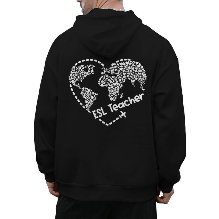ESL Teacher ESOL Student Cute Heart Shape English Teacher Men's Hoodie Back Print