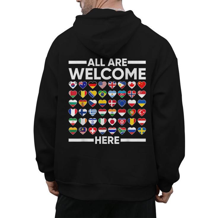 ESL Teacher All Are Welcome Here For Worlds Virtual Teachers Men's Hoodie Back Print