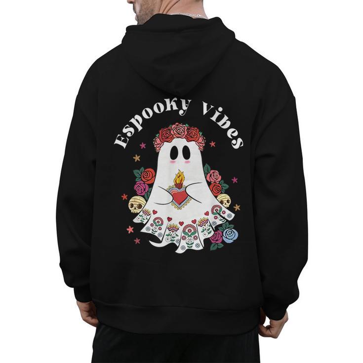 Espooky Vibes Maestra Halloween Spanish Mexican Teacher Men's Hoodie Back Print