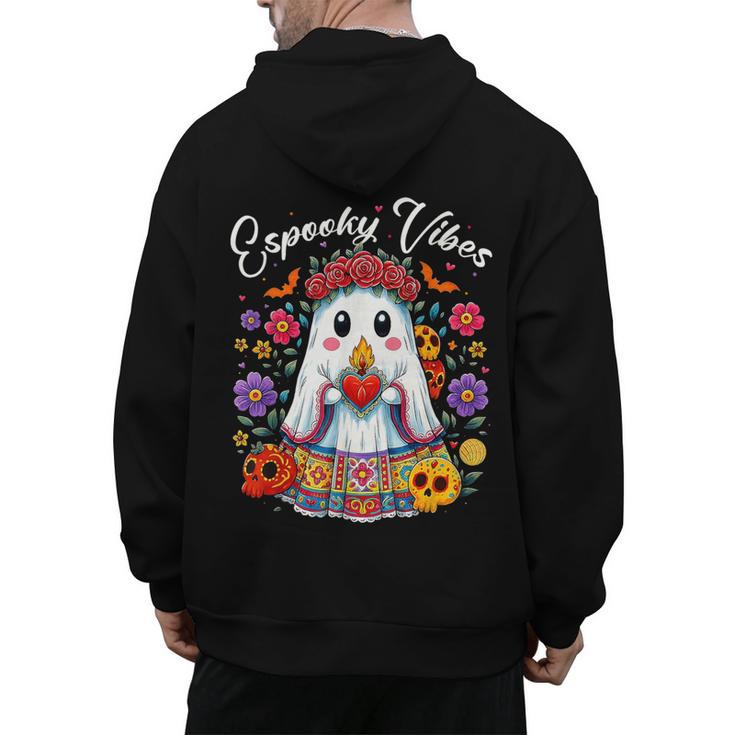 Espooky Vibes Maestra Halloween Spanish Mexican Teacher Men's Hoodie Back Print