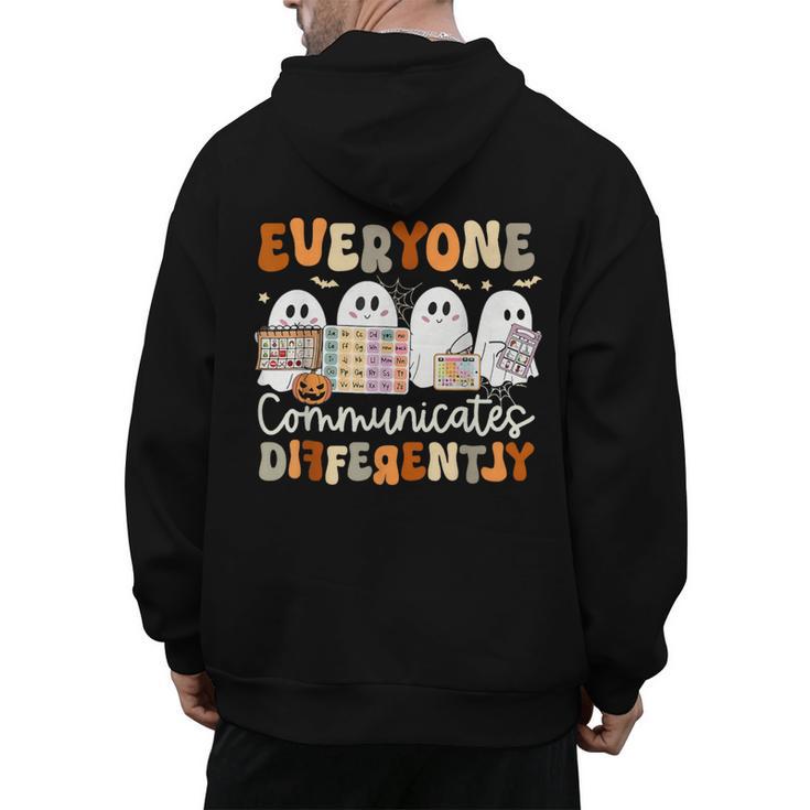 Everyone Communicates Differently Halloween Sped Teacher Men's Hoodie Back Print