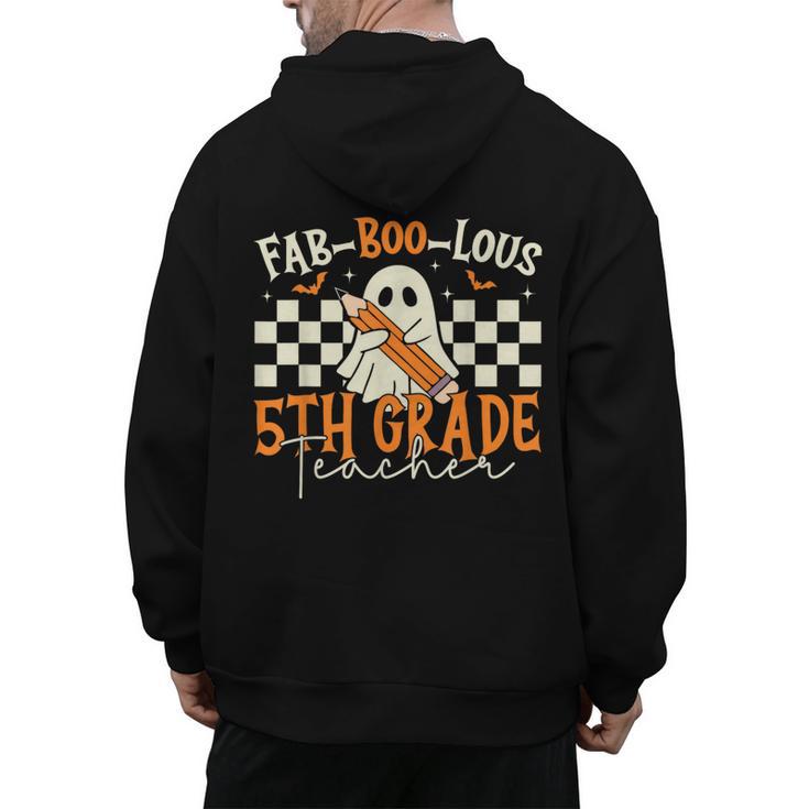 Fab Boo Lous 5th Grade Teacher Retro Ghost Spooky Halloween Men's Hoodie Back Print