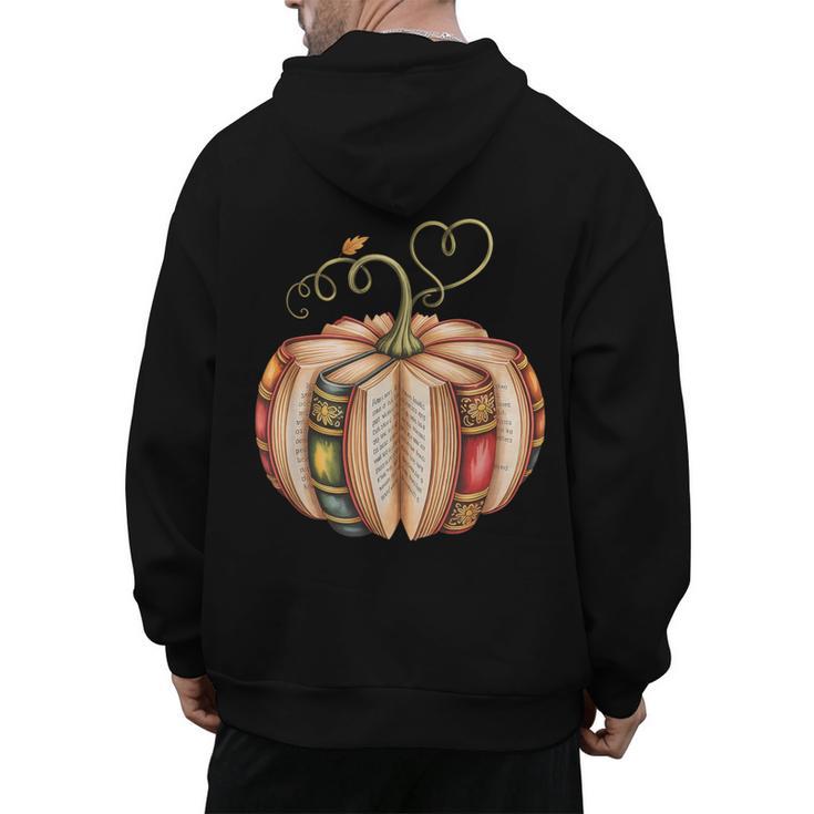 Fall Book Pumpkin Fall Librarians Bookworm Teachers Students Men's Hoodie Back Print