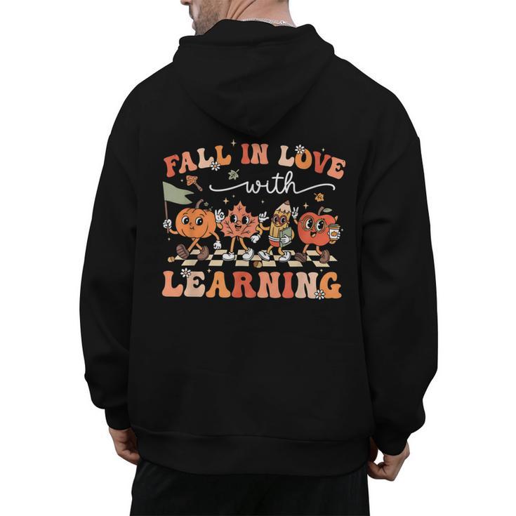 Fall In Love With Learning Autumn Teacher Thanksgiving Men's Hoodie Back Print