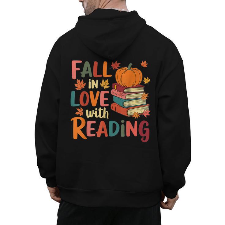 Fall In Love With Reading Autumn Thanksgiving Shirt Teacher Men's Hoodie Back Print