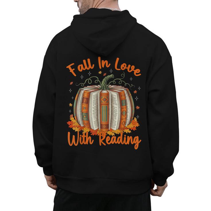 Fall In Love With Reading Pumpkin Autumn Librarians Teacher Men's Hoodie Back Print
