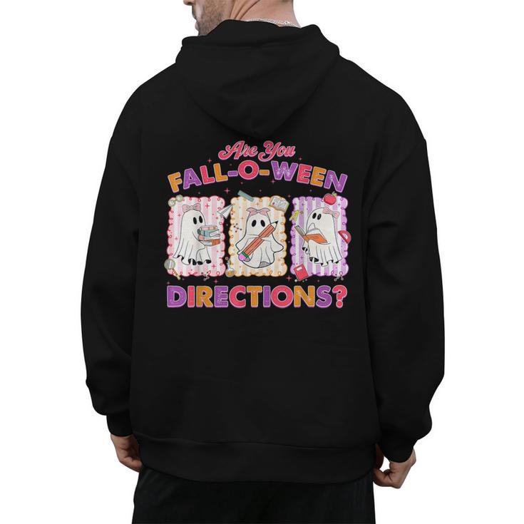 Are You Fall-O-Ween Directions Halloween Teacher Ghost Men's Hoodie Back Print