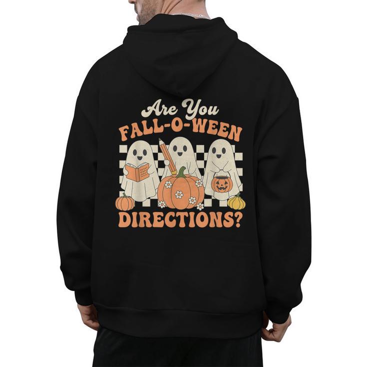 Are You Fall O Ween Directions Halloween Teacher Men's Hoodie Back Print