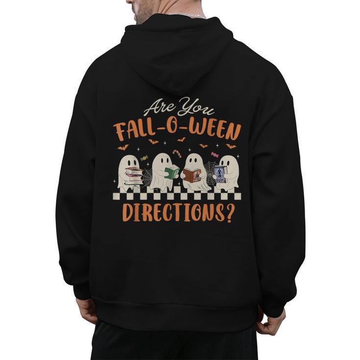 Are You Fall-O-Ween Directions Halloween TeacherGhost Book Men's Hoodie Back Print