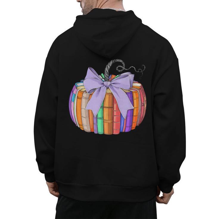Fall Pumpkin Books Lover Halloween Teacher Teaching Staff Men's Hoodie Back Print
