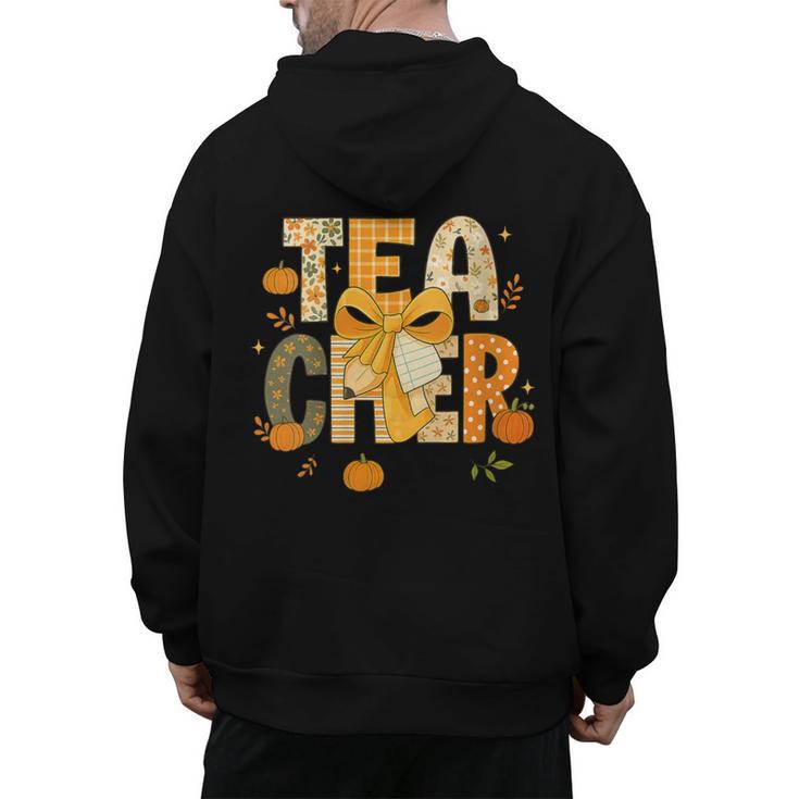 Fall Teacher Pumpkin Coquette Bow Autumn Classroom Men's Hoodie Back Print