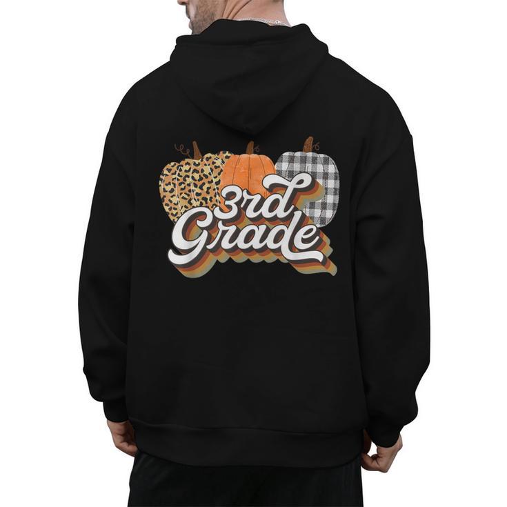 Fall Teacher Shirt 3rd Grade Teacher Retro Halloween Pumpkin Men's Hoodie Back Print