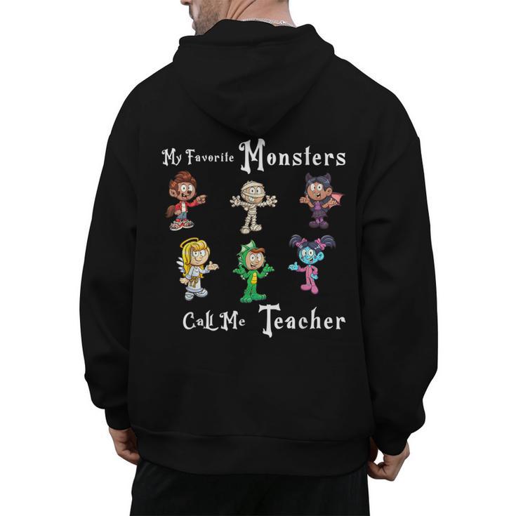 My Favorite Monsters Call Me Teacher Thank Mummy Vampire Bat Men's Hoodie Back Print