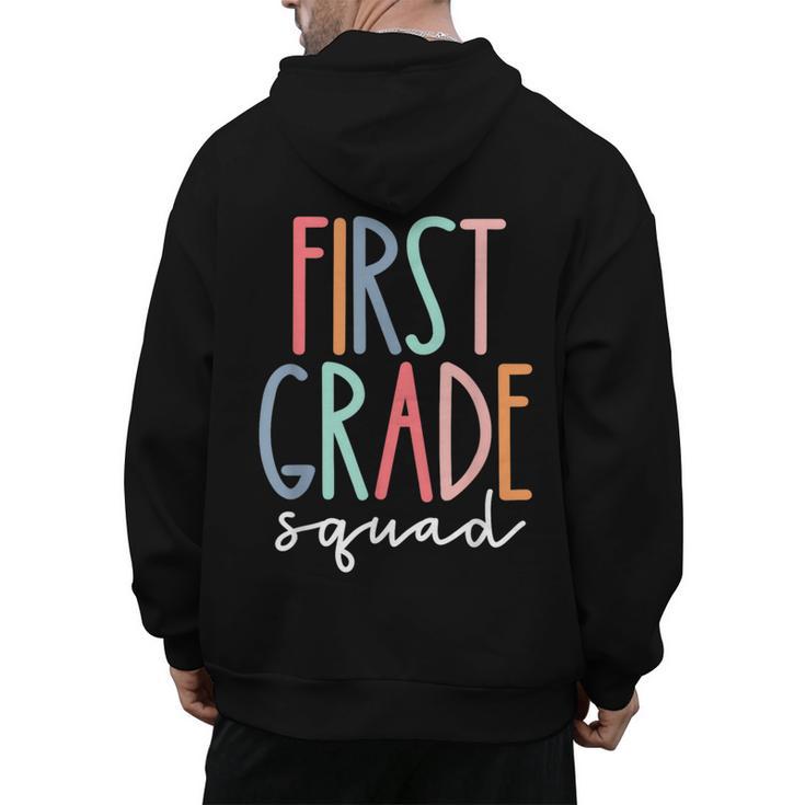 First Grade Squad 1st Grade Teacher Crew Back To School Team Men's Hoodie Back Print