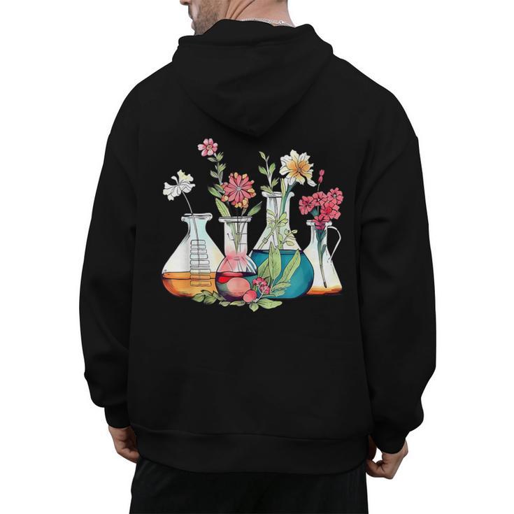 Floral Beakers Chemistry Lab Teacher Men's Hoodie Back Print