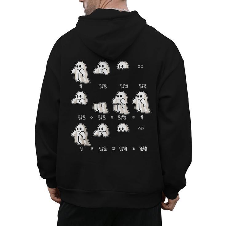 Fractions Math Teacher Ghost Math Halloween Humorous Men's Hoodie Back Print
