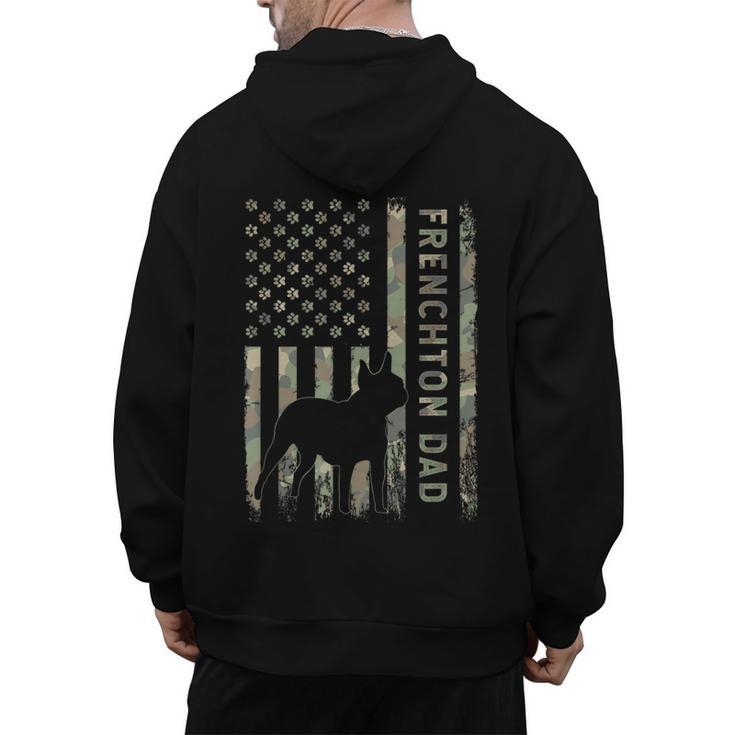 Frenchton Dad French Bulldog Boston Terrier Camo USA Flag Men's Hoodie Back Print