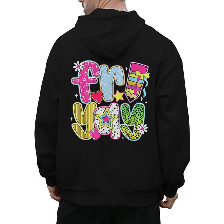 Fri-Yay Happy Friday Weekend Teacher Back To School Men's Hoodie Back Print