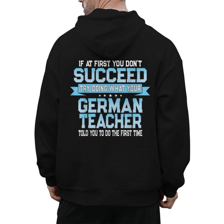 Fun German Teacher Appreciation Language Class Saying Men's Hoodie Back Print
