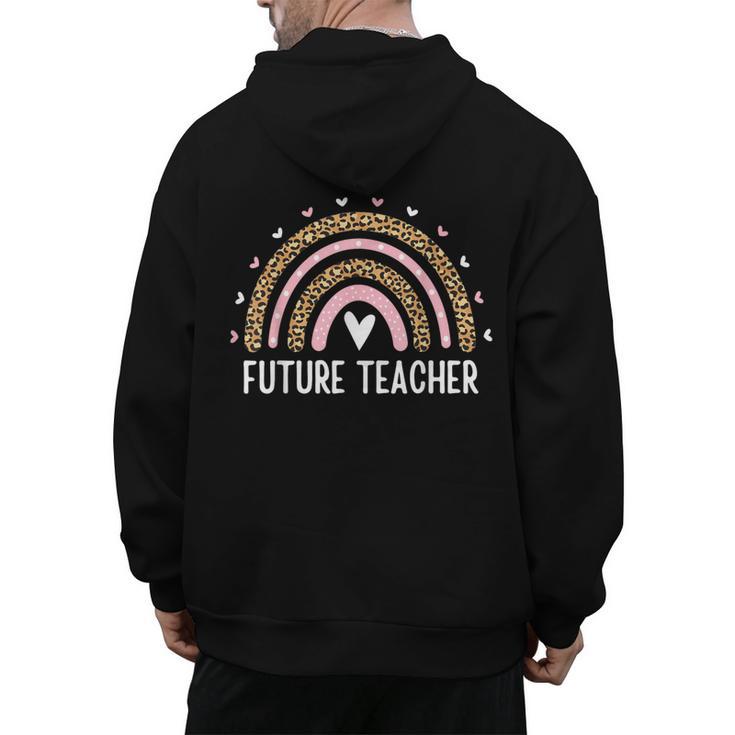 Future Teacher Kids Youth Girls Leopard Rainbow Women Men's Hoodie Back Print