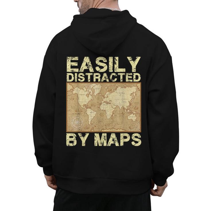 Geography Teacher Easily Distracted By Maps Men's Hoodie Back Print