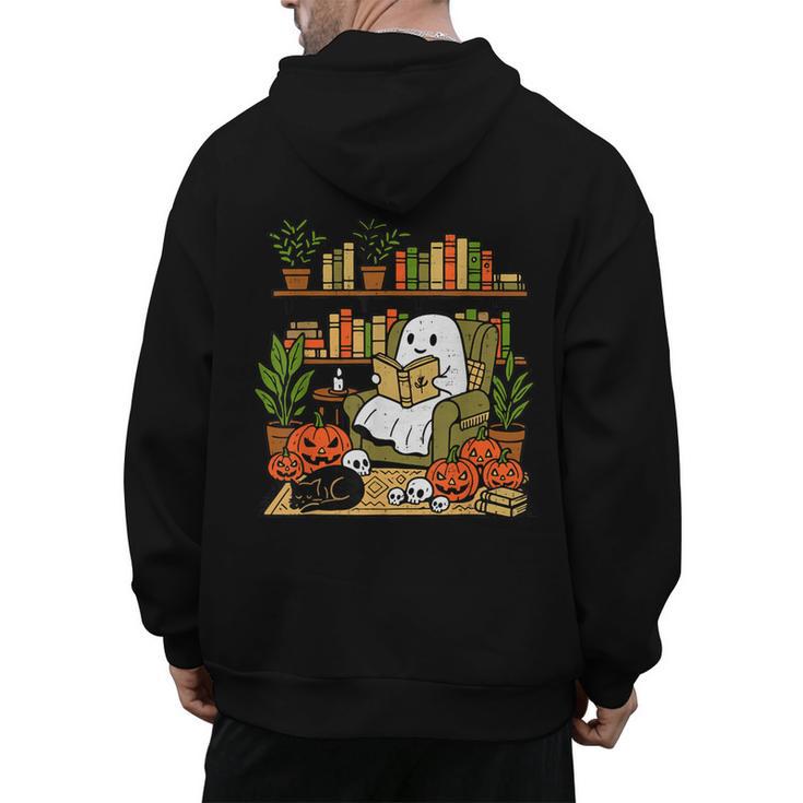 Ghost Library Reading Books Halloween Librarian Teacher Men's Hoodie Back Print