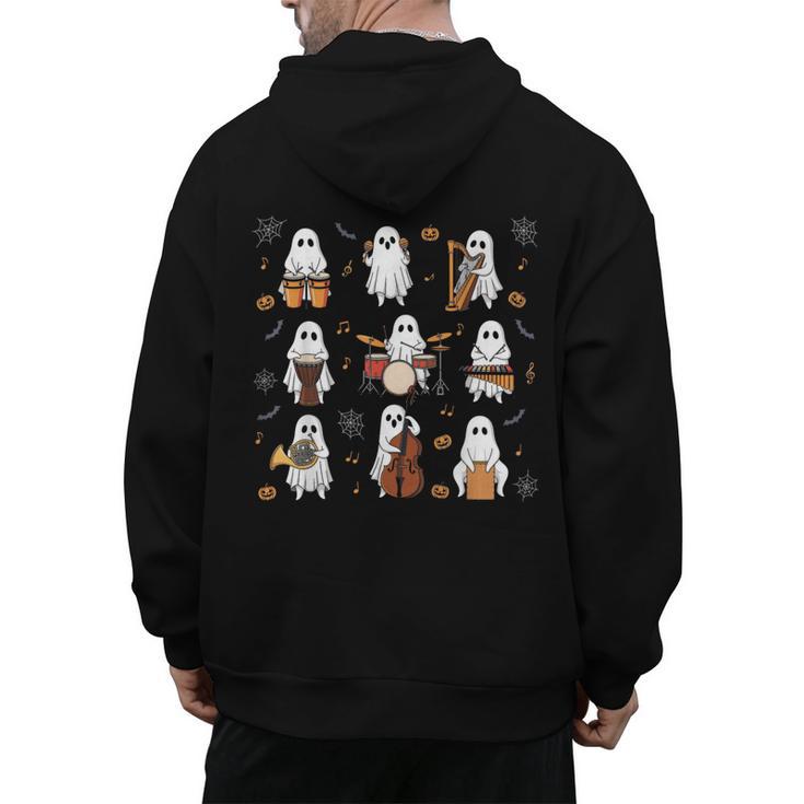 Ghost Music Teacher Halloween Musician Costume Men's Hoodie Back Print