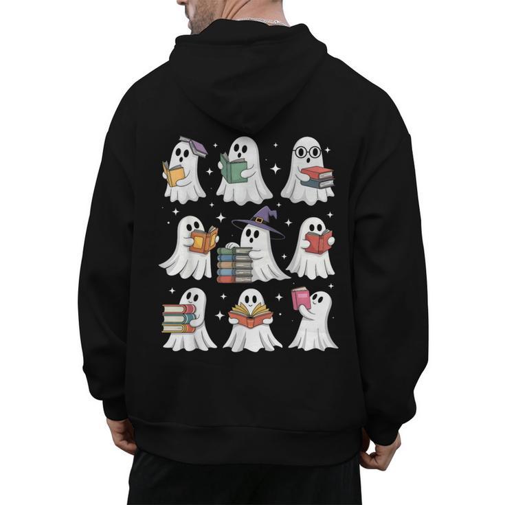 Ghost Reading Teacher Halloween Costume Librarian Book Lover Men's Hoodie Back Print