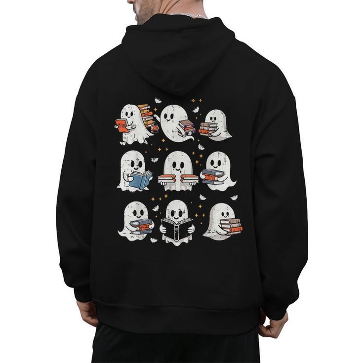 Ghosts With Books Library Halloween Men Women Kids Teacher Men's Hoodie Back Print