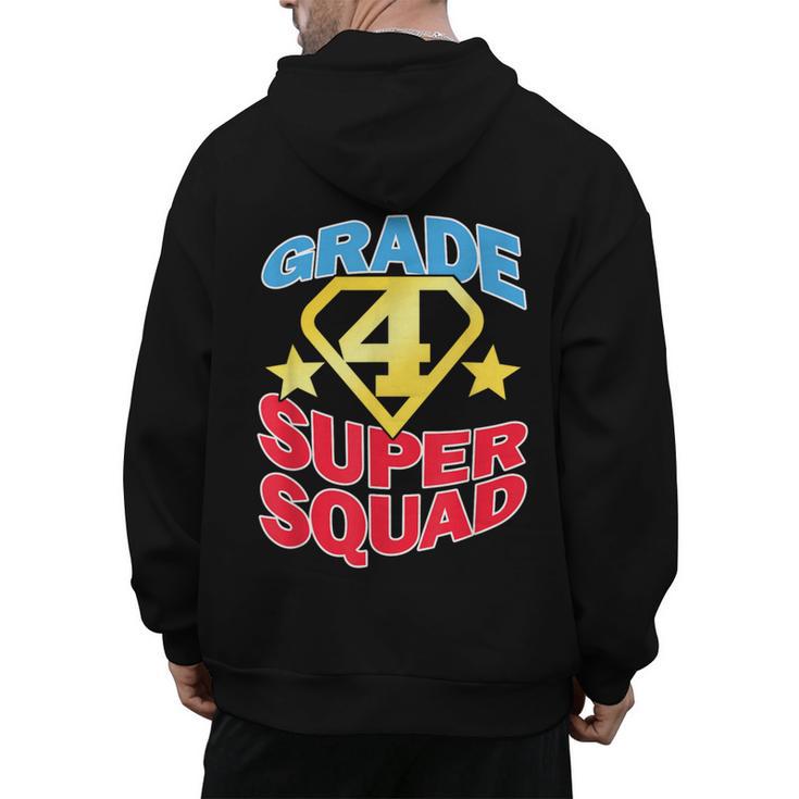 Grade 4 Super Squad Superhero Teacher Team Men's Hoodie Back Print