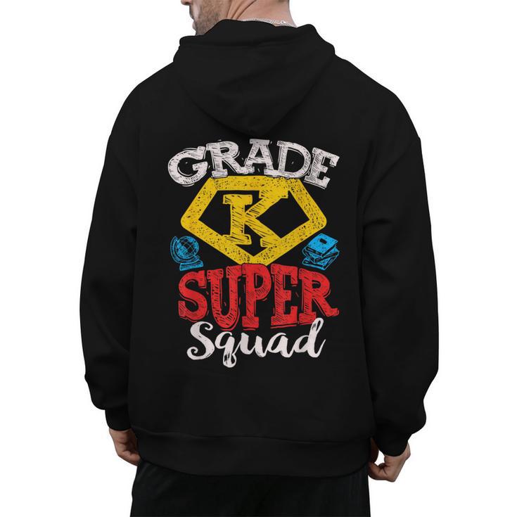 Grade K Super Squad Superhero Kindergarten Teacher Team Men's Hoodie Back Print