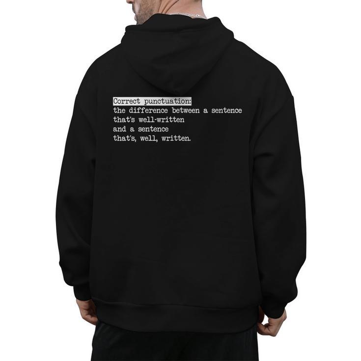 Grammar Teacher And Punny Punctuation Men's Hoodie Back Print