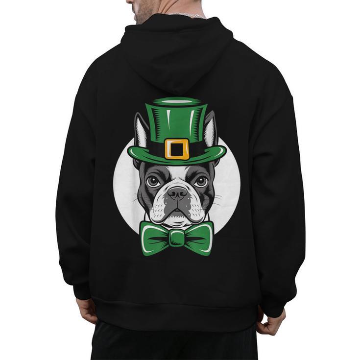 Green Boston Terrier Shamrock St Patricks Day Boston Terrier Men's Hoodie Back Print