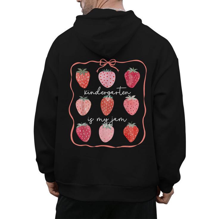 Groovy Kindergarten Is My Jam Strawberry Kinder Team Teacher Men's Hoodie Back Print