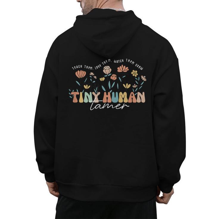 Groovy Tiny Human Tamer Floral Kindergarten Teacher Men's Hoodie Back Print