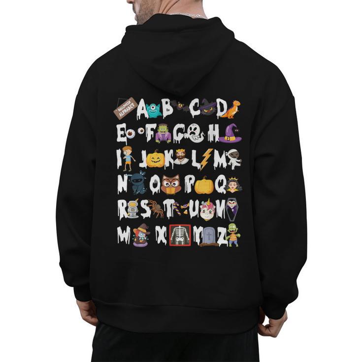 Halloween Alphabet ABCs Learning Kindergarten Teacher Men Women Kids Men's Hoodie Back Print