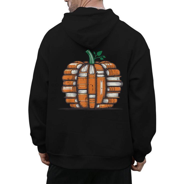 Halloween Books Pumpkin Reading Teacher Fall Men Women Men's Hoodie Back Print