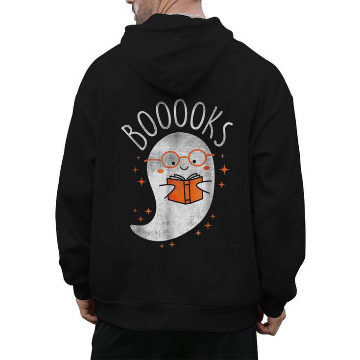 Halloween Cute Ghost Book Reading Teacher Men's Hoodie Back Print