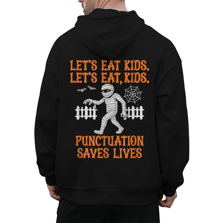 Halloween Lets Eat Kids Punctuation Teacher Men's Hoodie Back Print